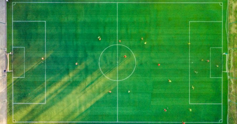 Professional Goals - Aerial View of Soccer Field