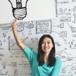 Inclusive Strategy - Woman Draw a Light bulb in White Board